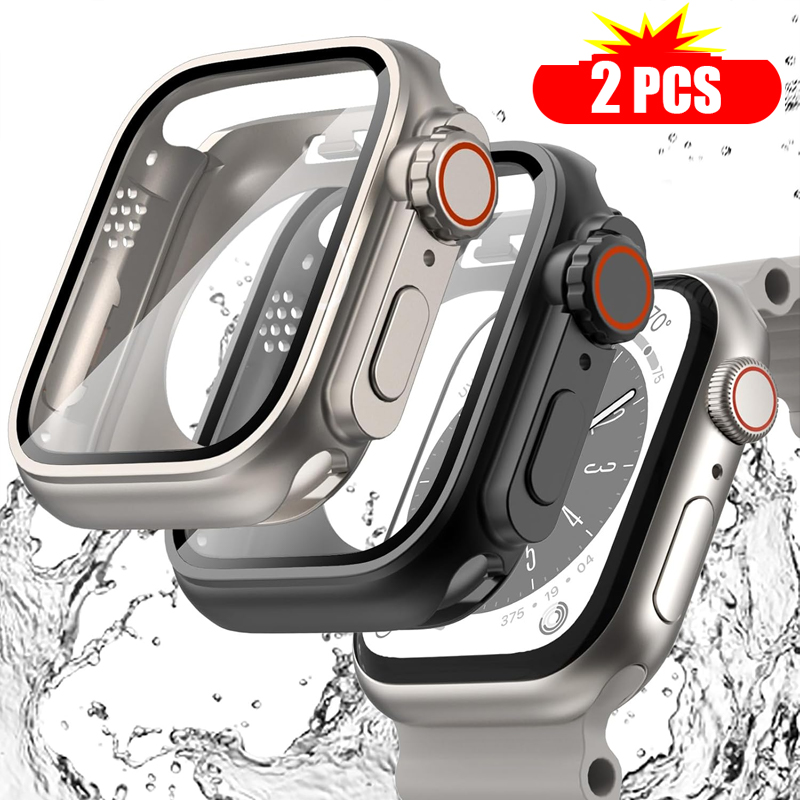 Iwatch Smartwatch Series 7 - زجاج مقسى وغطاء لساعة أبل ،