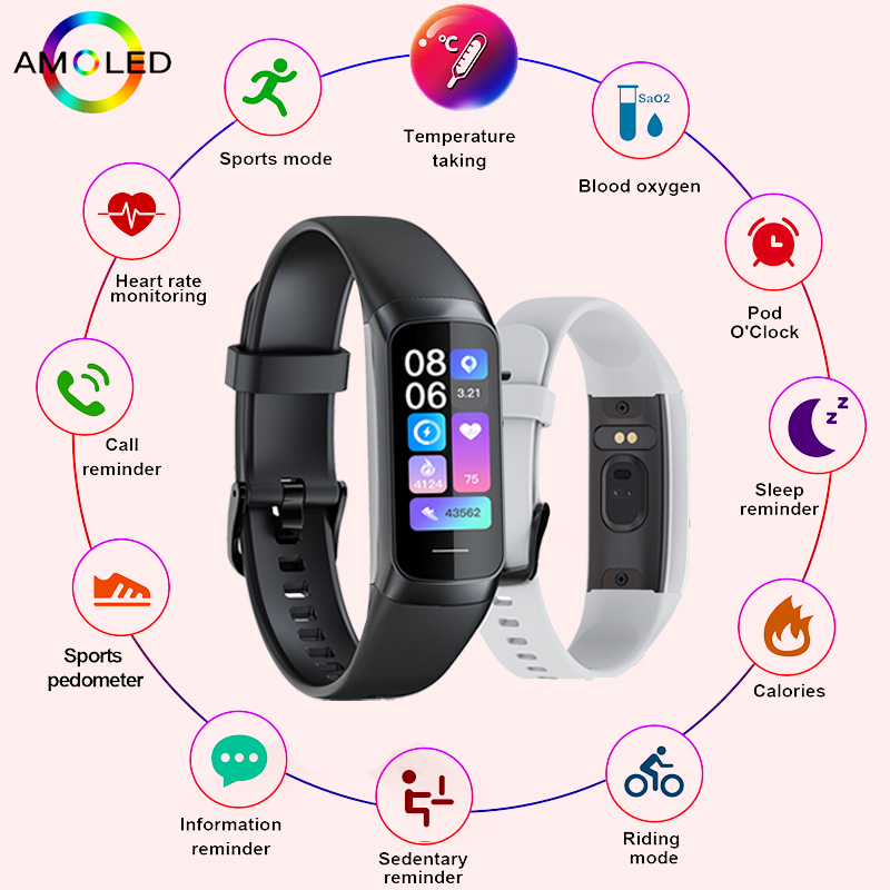 Smartwatch Health Watches For Men - LIGE 1.1 بوصة Amoled مراقب معدل