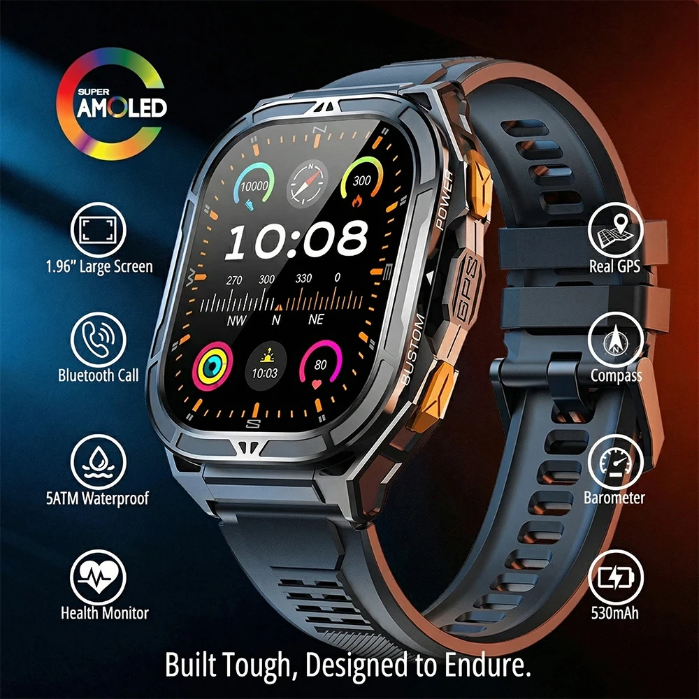 Smartwatch Health Watches For Men - ساعة ذكية فاخرة بشاشة AMOLED مع