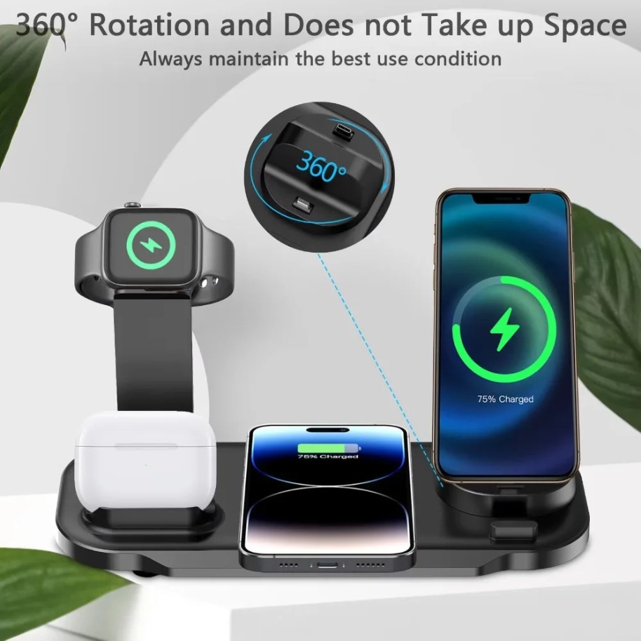 شاحن لاسلكي 7 في 1 مع منفذ Typ - مراجعة Watch 7 Smartwatch Iphone وسعره
