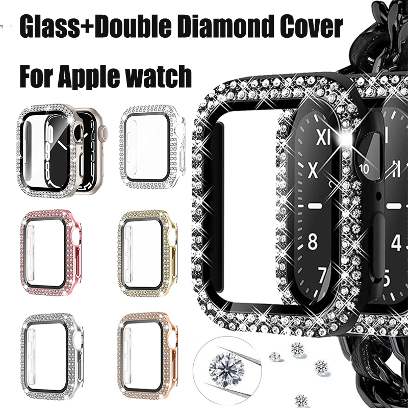 زجاج + غطاء ماسي لساعة أبل 40  - مراجعة Iwatch Smartwatch Series 7 وسعره
