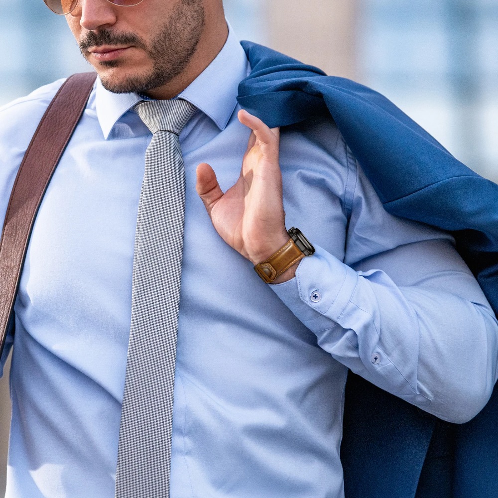 حزام جلدي من بيزنس آرمور لساعة - مراجعة Smartwatch Slim Watches For Men وسعره