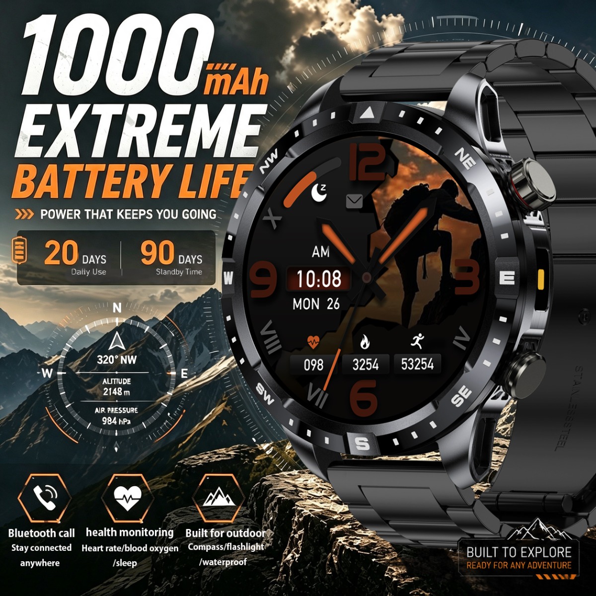 ساعة ذكية رياضية للرجال: بطاري - مراجعة Smartwatch Health Watches For Men وسعره