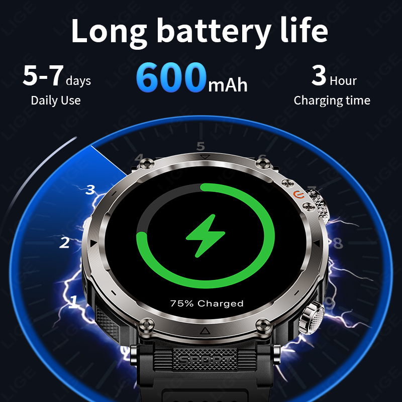 ساعة ذكية عسكرية جديدة للرجال  - مراجعة Watch Smart Smartwatch وسعره