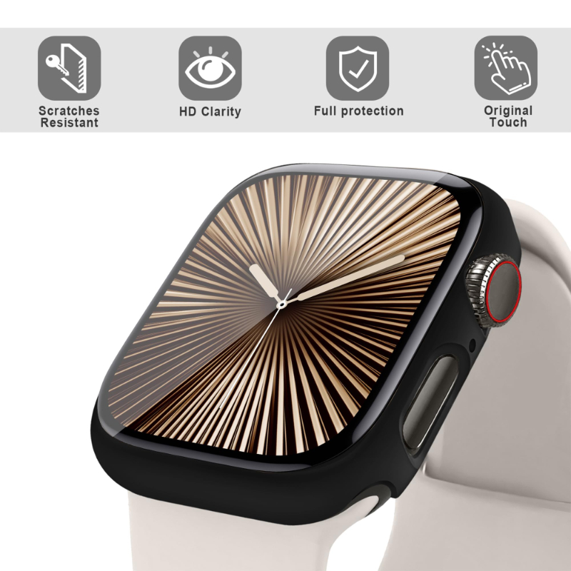 قطعتان من الزجاج المقسى + غطاء - مراجعة Iwatch Smartwatch Series 7 وسعره